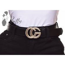 Betűmintás és strasszkő díszes csatos, műbőr öv