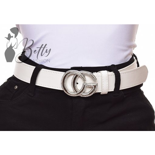 Betűmintás és strasszkő díszes csatos, műbőr öv
