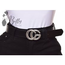 Betűmintás és strasszkő díszes csatos, műbőr öv