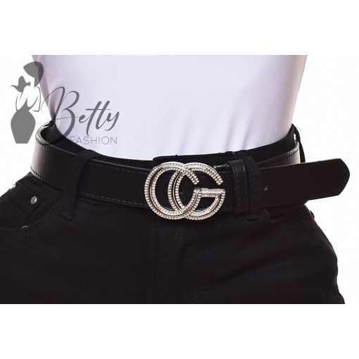Betűmintás és strasszkő díszes csatos, műbőr öv
