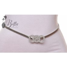 Strasszos karikadíszes, rugalmas fémöv