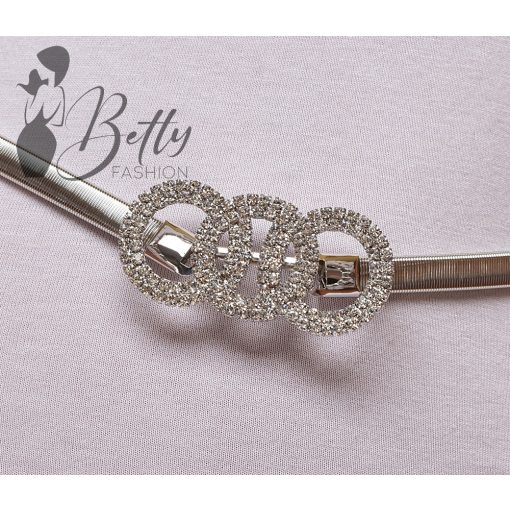 Strasszos karikadíszes, rugalmas fémöv