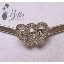Strasszos szívecske díszes, rugalmas fémöv