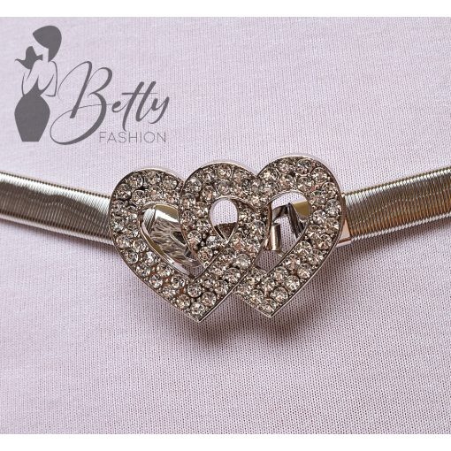 Strasszos szívecske díszes, rugalmas fémöv