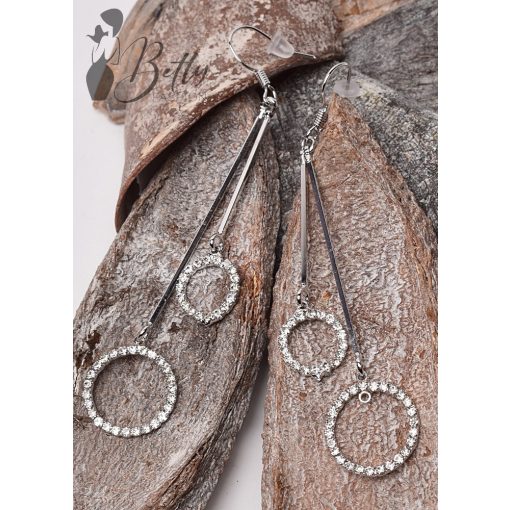 Hosszú, végén strasszos karikadíszes fülbevaló