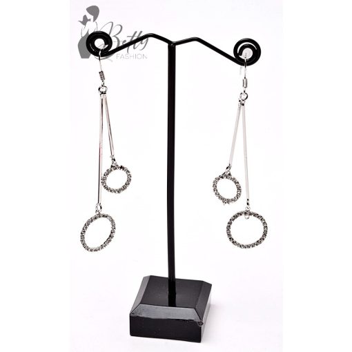 Hosszú, végén strasszos karikadíszes fülbevaló