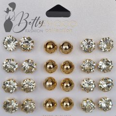 Cirkónia köves és gyöngyös fülbevaló szett - 12 pár