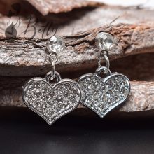 Szív alakú, strasszkő díszes fülbevaló