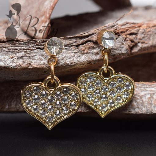Szív alakú, strasszkő díszes fülbevaló