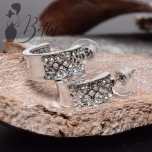 Félkör alakú strasszköves fülbevaló