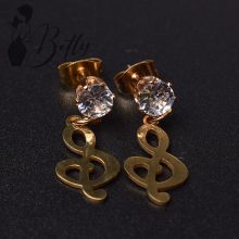 Cirkónia köves, violinkulcs díszes fülbevaló