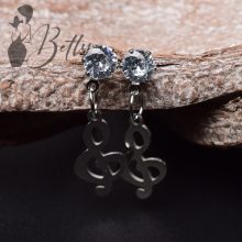 Cirkónia köves, violinkulcs díszes fülbevaló