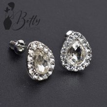 Csepp alakú cirkónia és strasszkő díszes fülbevaló