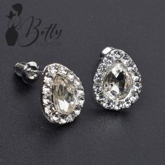 Csepp alakú cirkónia és strasszkő díszes fülbevaló