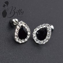 Csepp alakú cirkónia és strasszkő díszes fülbevaló