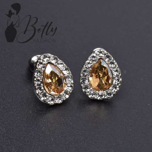 Csepp alakú cirkónia és strasszkő díszes fülbevaló