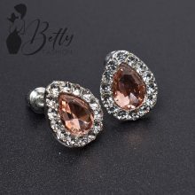 Csepp alakú cirkónia és strasszkő díszes fülbevaló