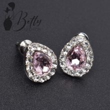 Csepp alakú cirkónia és strasszkő díszes fülbevaló