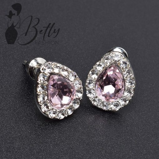 Csepp alakú cirkónia és strasszkő díszes fülbevaló