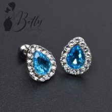 Csepp alakú cirkónia és strasszkő díszes fülbevaló