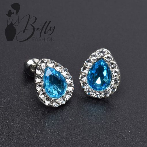 Csepp alakú cirkónia és strasszkő díszes fülbevaló