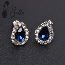 Csepp alakú cirkónia és strasszkő díszes fülbevaló