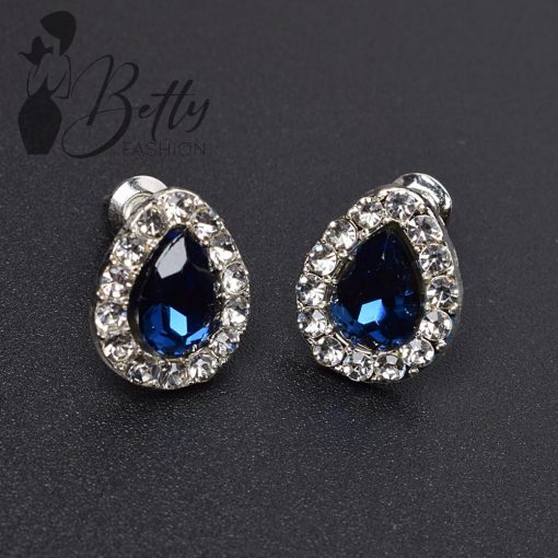 Csepp alakú cirkónia és strasszkő díszes fülbevaló