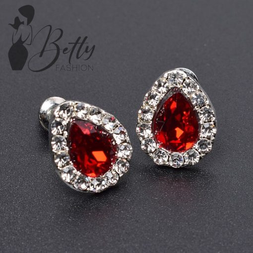 Csepp alakú cirkónia és strasszkő díszes fülbevaló