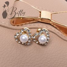 Gyöngy és strasszkő díszes fülbevaló