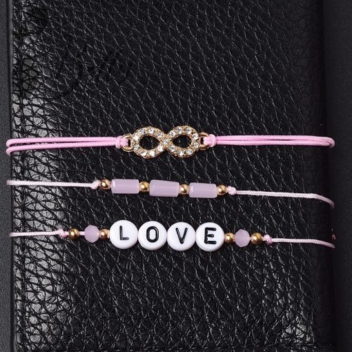 Love feliratos, 3 részes karkötő szett