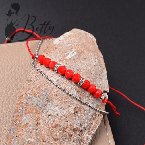 Csiszolt gyöngy és láncdíszes karkötő