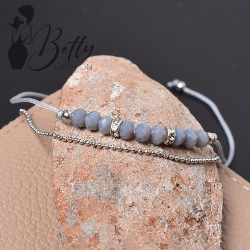 Csiszolt gyöngy és láncdíszes karkötő