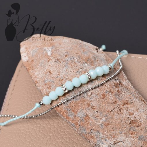 Csiszolt gyöngy és láncdíszes karkötő