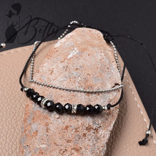 Csiszolt gyöngy és láncdíszes karkötő