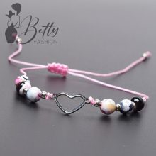 Márványmintás gyöngy és fémdíszes karkötő 