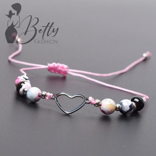 Márványmintás gyöngy és fémdíszes karkötő 