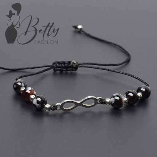 Márványmintás gyöngy és fémdíszes karkötő 