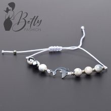 Márványmintás gyöngy és fémdíszes karkötő 