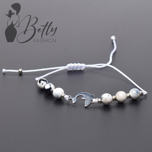 Márványmintás gyöngy és fémdíszes karkötő 