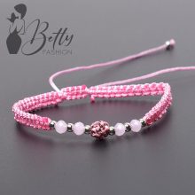 Cirkónia köves és gyöngydíszes, fonott karkötő