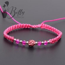 Cirkónia köves és gyöngydíszes, fonott karkötő