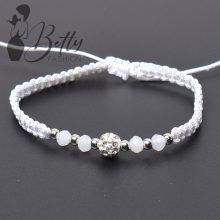 Cirkónia köves és gyöngydíszes, fonott karkötő