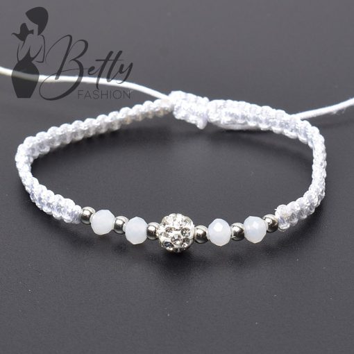 Cirkónia köves és gyöngydíszes, fonott karkötő