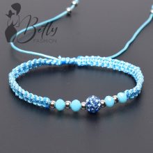 Cirkónia köves és gyöngydíszes, fonott karkötő