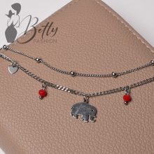 Elefánt medálos, dupla soros karkötő