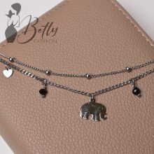 Elefánt medálos, dupla soros karkötő