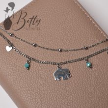 Elefánt medálos, dupla soros karkötő