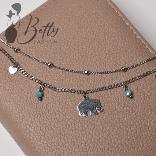 Elefánt medálos, dupla soros karkötő