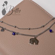 Elefánt medálos, dupla soros karkötő
