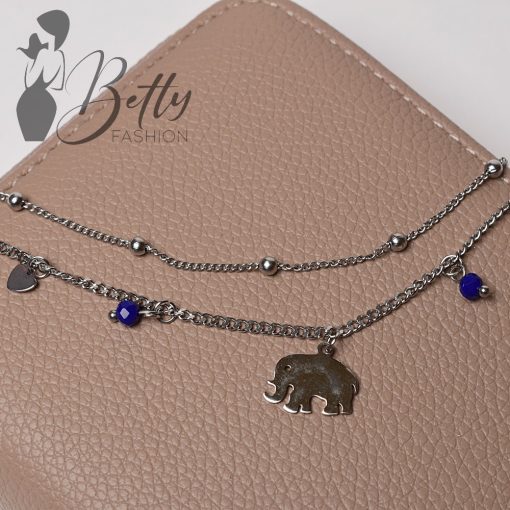 Elefánt medálos, dupla soros karkötő